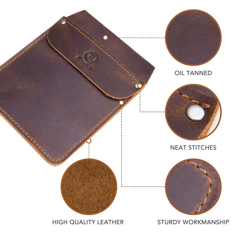 RingSun Genuine Leather Pocket Protector for Men  Durable Pocket Tool Pouch  Jeans Shirts Pocket Protector for Tools Pens Brown - Image 4